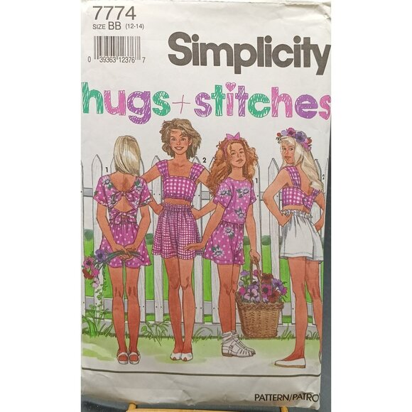 Simplicity 7774 Hugs & Stitches Girls Shorts & Tops Sewing Pattern BB 12-14 Vint - Picture 1 of 2